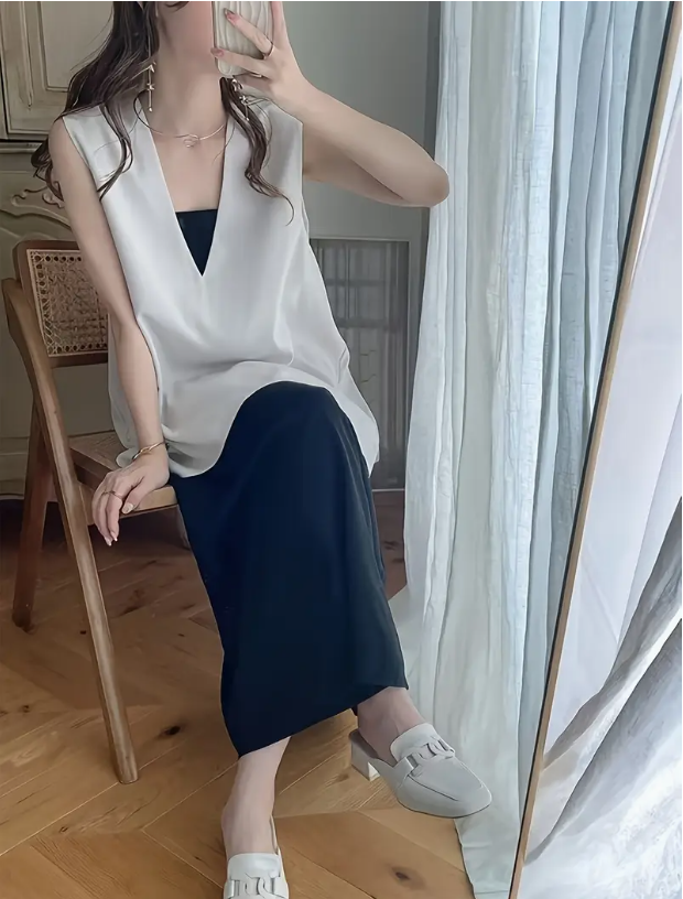 Women'S Elegant V-Neck Sleeveless Vest