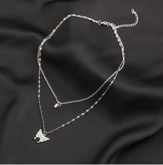 Luna Double-Layered Butterfly Pendant Necklace