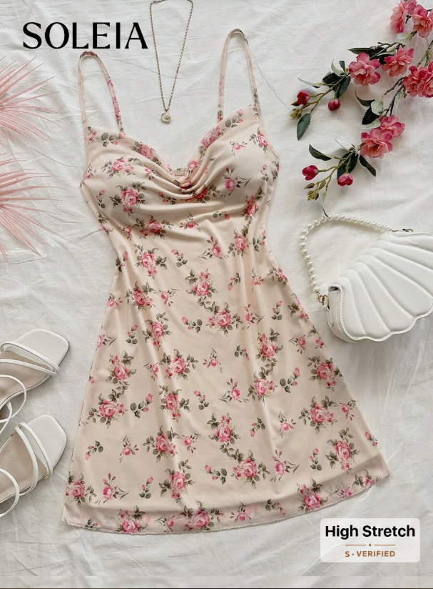 Women's Floral Sequin Embellished Fitted Mini Dress